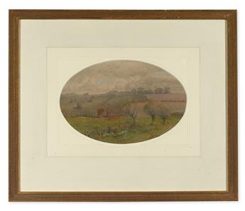 (PRE-RAPHAELITE.) Brett, Rosa. Farm Landscape.